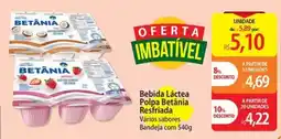 Atacadão Bebida Láctea Polpa Betânia Resfriada Vários sabores Bandeja oferta
