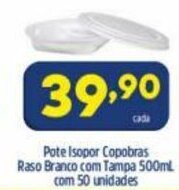 Arena Atacado Pote Isopor Copobras Raso branco com Tampa 500ml com 50 unidades oferta