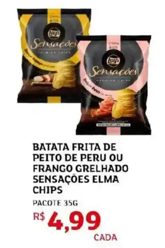 Batata frita de peito de peru ou frango grelhado sensações elma chips pacote