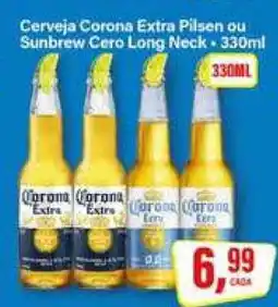 Rede Supermarket Cerveja Corona Extra Pilsen ou Sunbrew Cero Long Neck oferta