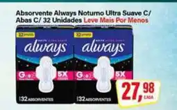 Rede Supermarket Absorvente Always Noturno Ultra Suave C/ Abas C/ 32 Unidades oferta