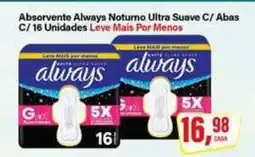Rede Supermarket Absorvente Always Noturno Ultra Suave C/ Abas C/ 16 Unidades oferta