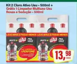 Rede Supermarket Kit 2 Cloro Ativo Uau + Grátis 1 Limpador Multiuso Uau Rosas e Sedução oferta