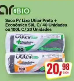 Rede Supermarket Saco P/ Lixo Utilar Preto + Econômico 50L C/ 40 Unidades ou 100L C/ 20 Unidades oferta