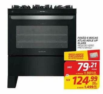 GBarbosa Fogão 5 Bocas Atlas Agile Up Glass oferta