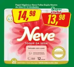 Rede Supermarket Papel Higiênico Neve Folha Dupla Neutro de 20m C/ 12 Unidades oferta