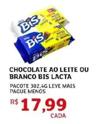Assaí Atacadista Chocolate ao leite ou branco bis lacta oferta
