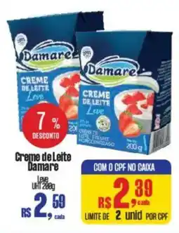 Supermercados Mateus Creme de Leite Damare oferta