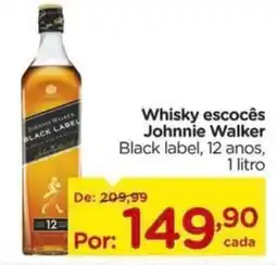 Carrefour Whisky escocês Johnnie Walker Black label, 12 anos, oferta