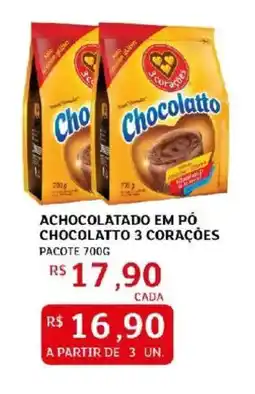 Assaí Atacadista Achocolatado em pó chocolatto 3 corações pacote oferta