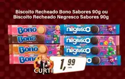Rede Supermarket Biscoito Recheado Bono Sabores 90g ou Biscoito Recheado Negresco Sabores 90g oferta