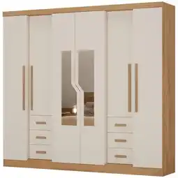 Benoit Guarda Roupa / Roupeiro Barcellona Genebra 6 Portas e 6 Gavetas Com Espelho MDP 219 x 235 x oferta
