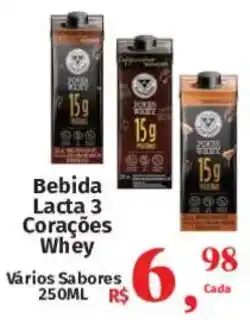 Supermercados Mateus Bebida Lacta 3 Corações Whey oferta