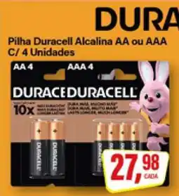 Rede Supermarket Pilha Duracell Alcalina AA ou AAA C/ 4 Unidades oferta