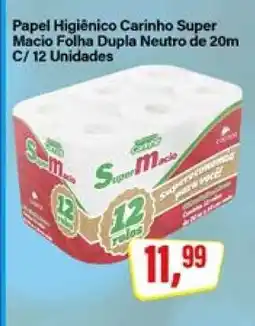 Rede Supermarket Papel Higiênico Carinho Super Macio Folha Dupla Neutro de 20m C/ 12 Unidades oferta