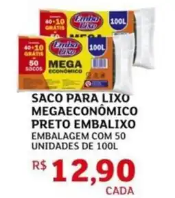 Assaí Atacadista Saco para lixo megaeconômico preto embalixo oferta