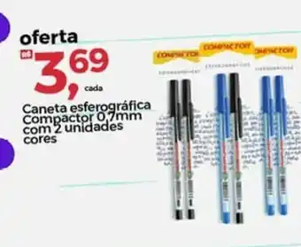 Caneta Esferografica Compacto 0.7mm com 2 unidades cores