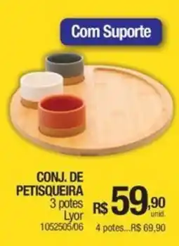 Milium Conj. de petisqueira 3 potes lyor oferta