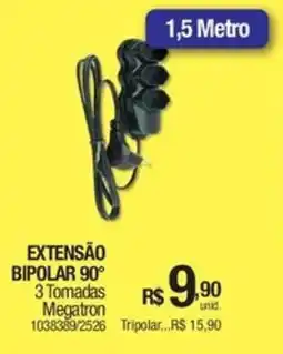 Milium Extensão bipolar 90° 3 tomadas megatron oferta