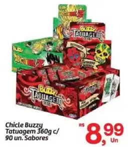 Fort Atacadista Chicle Buzzy Tatuagem c/ 90 un. Sabores oferta
