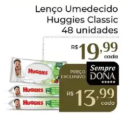 Dona de Casa Lenço Umedecido Huggies Classic 48 unidades oferta