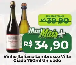 Mart Minas Vinho Italiano Lambrusco Villa Giada Unidade oferta