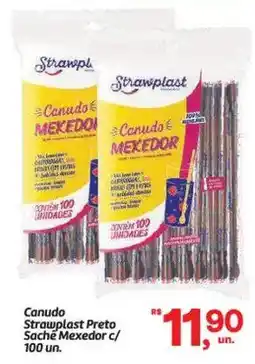Fort Atacadista Canudo Strawplast Preto Sache Mexedor c/ 100 un. oferta