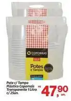 Fort Atacadista Copobras - pote c/ tampa plástico transapante 1 litro c/ 25un oferta