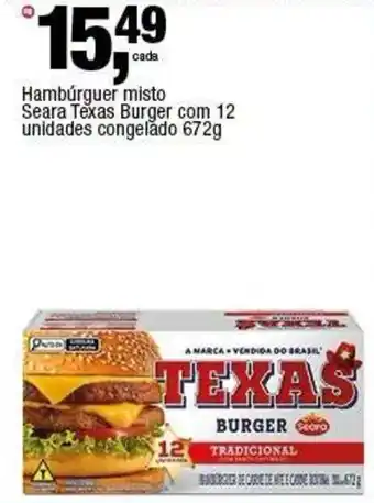 Hambúrguer misto Seara Texas Burger com 12 unidades congelado