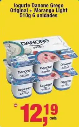 Frangolândia logurte Danone Grego Original+ Morango Light 6 unidades oferta