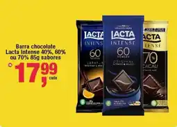 Frangolândia Barra chocolate Lacta Intense 40%, 60% ou 70% sabores oferta