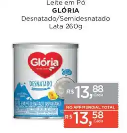 Supermercados Mundial Leite em Pó GLÓRIA Desnatado/Semidesnatado Lata oferta