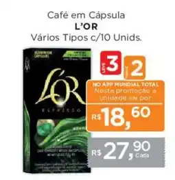 Supermercados Mundial Café em Cápsula L'OR Vários Tipos c/10 Unids. oferta