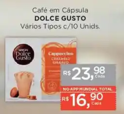 Supermercados Mundial Café em Cápsula DOLCE GUSTO Vários Tipos c/10 Unids. oferta