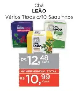 Supermercados Mundial Chá LEÃO Vários Tipos c/10 Saquinhos oferta