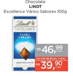 Supermercados Mundial Chocolate LINDT Excellence Vários Sabores oferta
