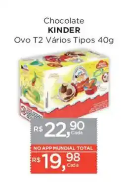 Supermercados Mundial Chocolate KINDER Ovo T2 Vários Tipos oferta