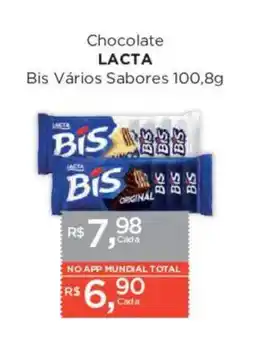 Supermercados Mundial Chocolate lacta bis vários sabores oferta