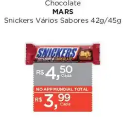 Supermercados Mundial Chocolate MARS Snickers Vários Sabores oferta