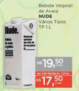 Supermercados Mundial Bebida Vegetal de Aveia NUDE oferta