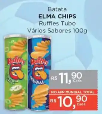 Supermercados Mundial Batata ELMA CHIPS Ruffles Tubo Vários Sabores oferta