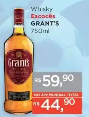 Supermercados Mundial Whisky Escocês GRANT'S oferta