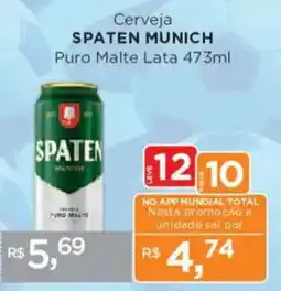 Supermercados Mundial Cerveja SPATEN MUNICH Puro Malte Lata oferta