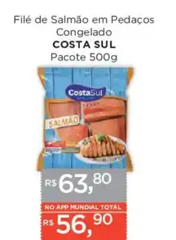 Supermercados Mundial Filé de Salmão em Pedaços Congelado COSTA SUL Pacote oferta