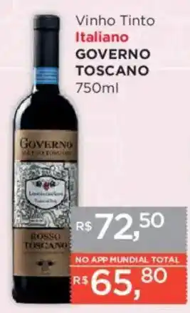 Supermercados Mundial Vinho Tinto Italiano GOVERNO TOSCANO oferta