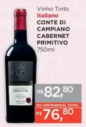 Supermercados Mundial Vinho Tinto Italiano CONTE DI CAMPIANO CABERNET PRIMITIVO oferta