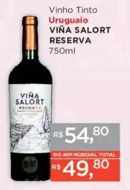 Supermercados Mundial Vinho Tinto Uruguaio VIÑA SALORT RESERVA oferta