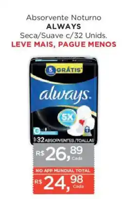 Supermercados Mundial Absorvente Noturno ALWAYS oferta