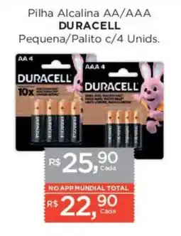 Supermercados Mundial Pilha Alcalina AA/AAA DURACELL oferta