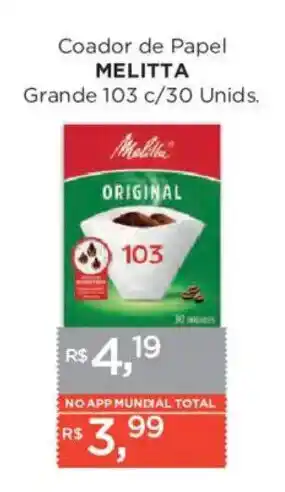 Supermercados Mundial Coador de Papel MELITTA oferta